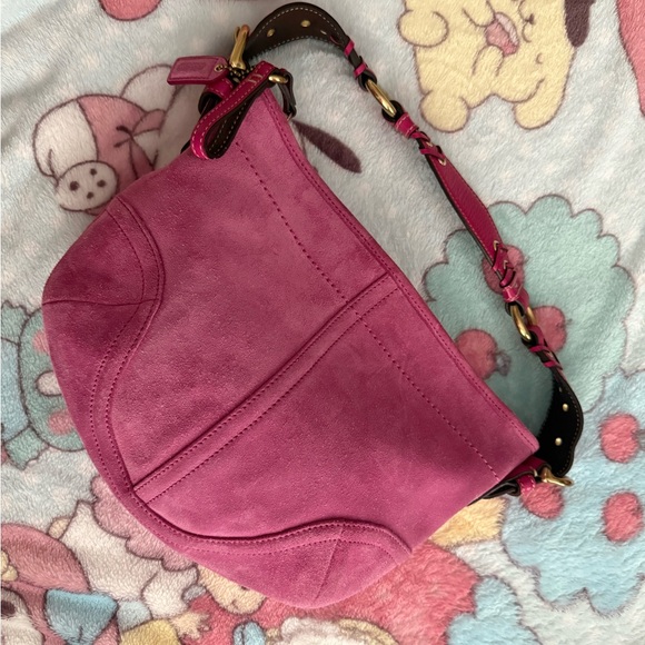 Coach Pink Suede Hobo Bag - Picture 2 of 10